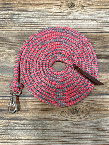 22' Pink/Gray Lead Rope w/ Bull Snap