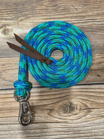 8' Blue/Turquoise/Kelly Green Lead Rope w/ Bull Snap